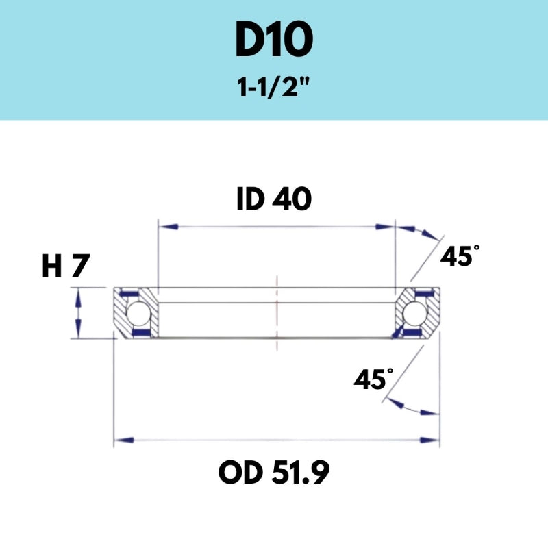 Black Bearing - 45X45 1.5 - 51.9OD X 40ID X 7H - D10