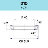 Black Bearing - 45X45 1.5 - 51.9OD X 40ID X 7H - D10