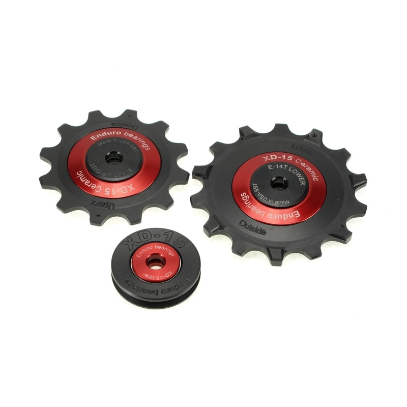Enduro Bearings Enduro XD-15 Jockey Wheel Set - Sram Eagle-red