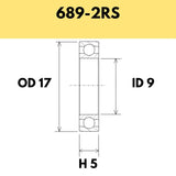 689-2RS B5 Bearing - 17OD X 9ID X 5H
