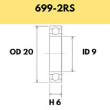 699-2RS B5 Bearing - 20OD X 9ID X 6H