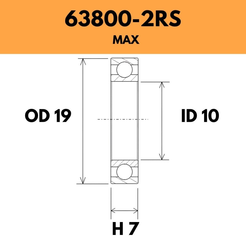 63800-2RS Max Bearing - 19OD X 10ID X 7H