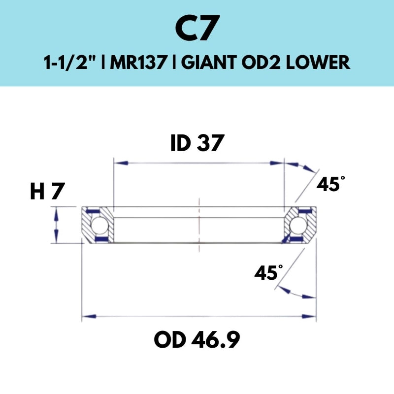 Black Bearing - 45X45 1.5 - 46.9OD X 37ID X 7H - MR137 - C7