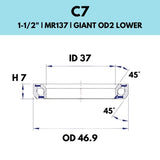 Black Bearing - 45X45 1.5 - 46.9OD X 37ID X 7H - MR137 - C7
