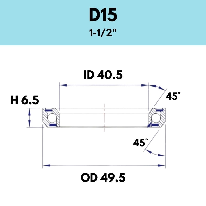 Black Bearing - 45X45 1.5 - 49.5OD X 40.5ID X 6.5H - D15