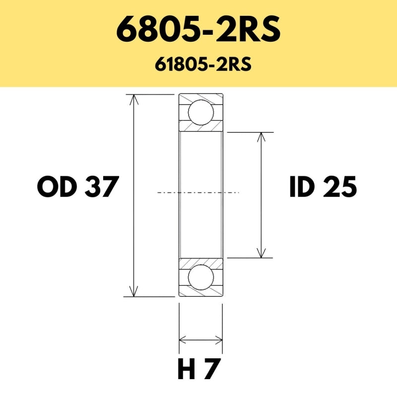 6805-2RS B3 Bearing - 37OD X 25ID X 7H