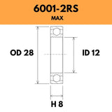 6803-2RS Max Bearing - 26OD X 17ID X 5H