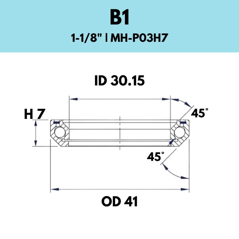 Black Bearing - 45X45 11/8 - 41OD X 30.15ID X 7H - B1