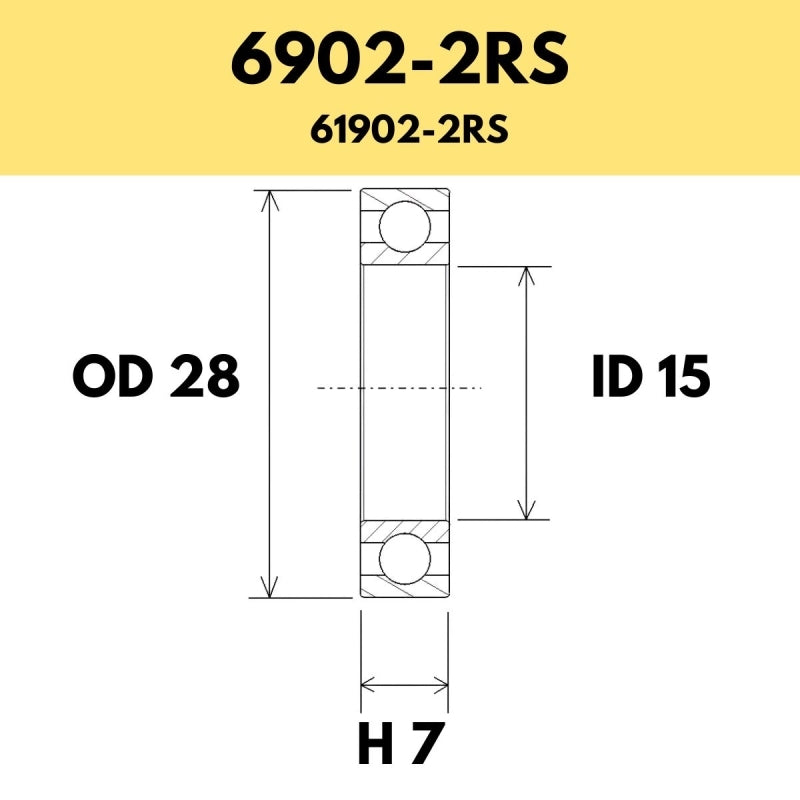 6902-2RS B5 Bearing - 28OD X 15ID X 7H - Stainless