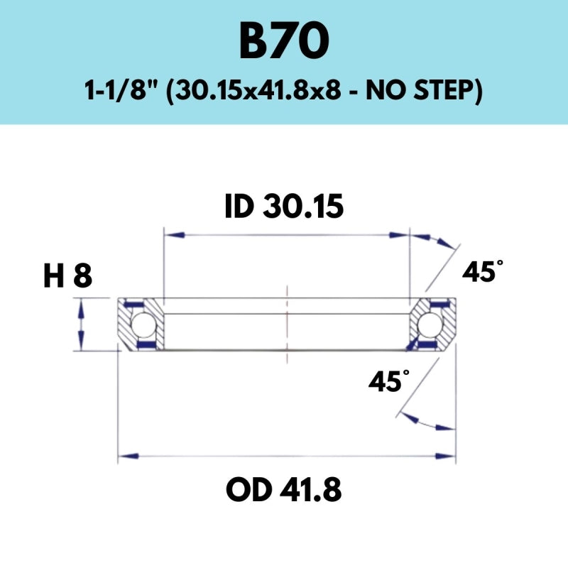 Black Bearing - 45X45 11/8 - 41.8OD X 30.5ID X 8H - 870 - B70