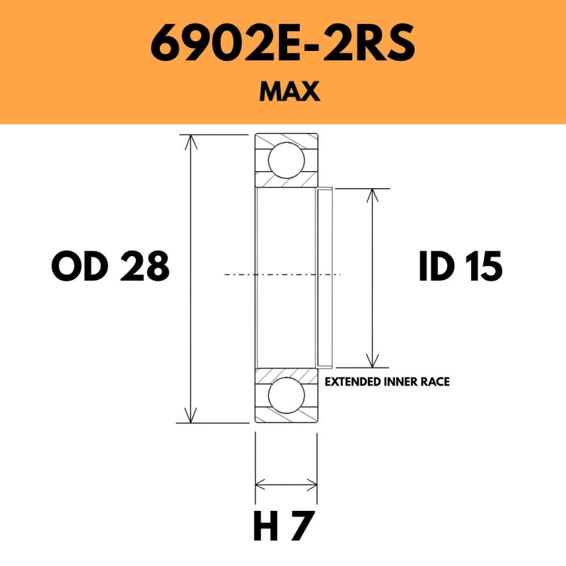 6902-2RS Max E Bearing - 28OD X 15ID X 7H