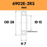 6902-2RS Max E Bearing - 28OD X 15ID X 7H
