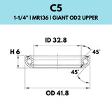Black Bearing - 45X45 11/4 - 41.8OD X 32.8ID X 6H - MR136 - B23