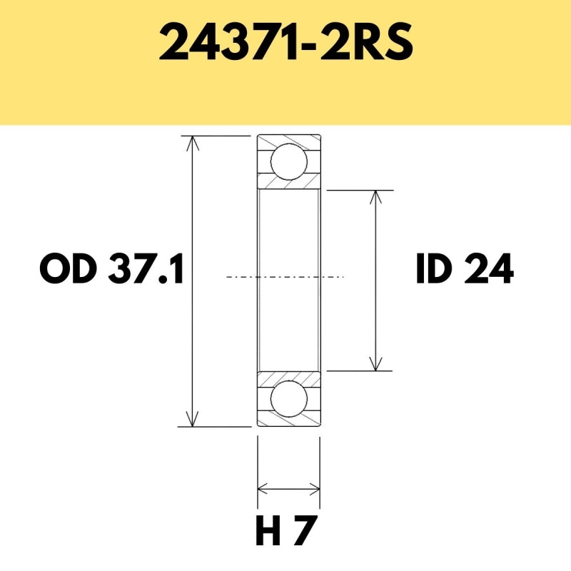 24371-2RS B3 Bearing - 37.1OD X 24ID X 7H