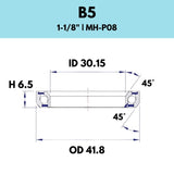 Black Bearing - 45X45 11/8 - 41.8OD X 30.15ID X 6.5H - B5