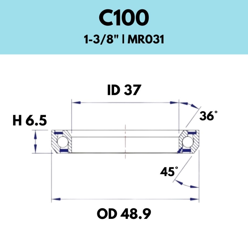 Black Bearing - 36X45 13/8 - 48.9OD X 37ID X 6.5H - MR031 - C100