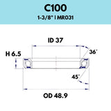Black Bearing - 36X45 13/8 - 48.9OD X 37ID X 6.5H - MR031 - C100