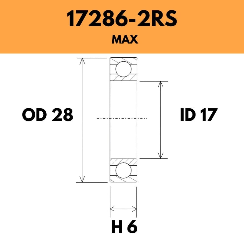 17286-2RS Max Bearing - 28OD X 17ID X 6H