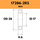 17286-2RS Max Bearing - 28OD X 17ID X 6H