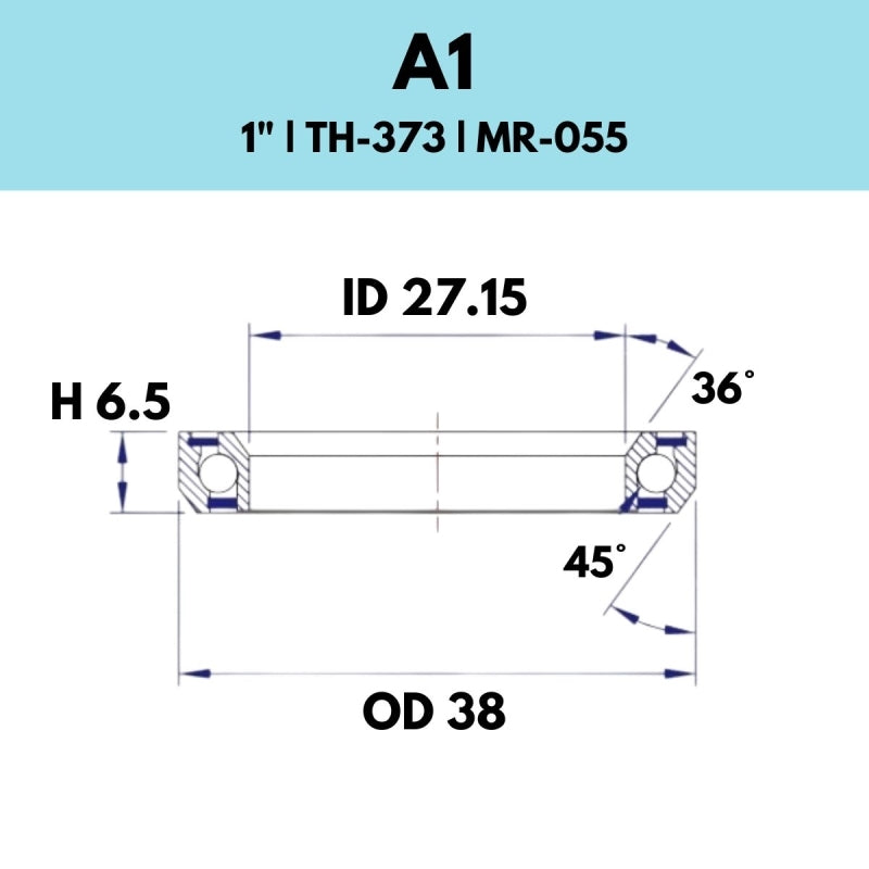Black Bearing - 36X45 1.0 - 38OD X 27.15ID X 6.5H - 373 - A1