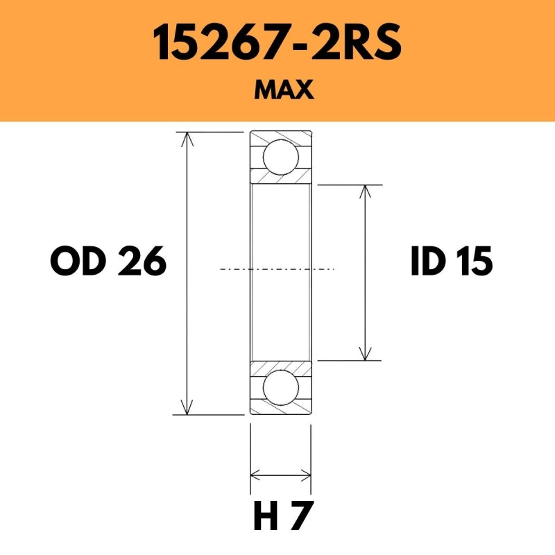15267-2RS Max Bearing - 26OD X 15ID X 7H