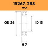 15267-2RS Max Bearing - 26OD X 15ID X 7H