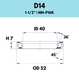 Black Bearing - 36X45 1.5 - 52OD X 40ID X 7H - D14