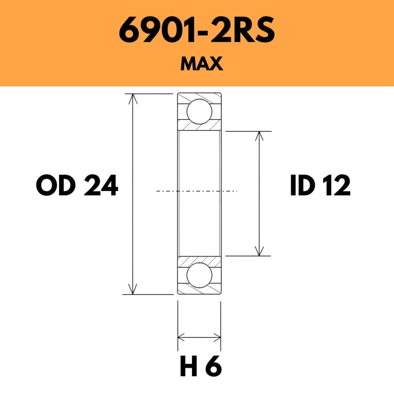 6901-2RS Max Bearing - 24OD X 12ID X 6H