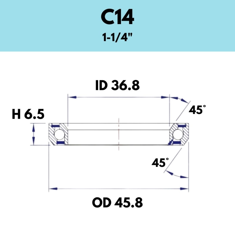 Black Bearing - 45X45 11/8 - 45.8OD X 36.8ID X 6.5H - C14
