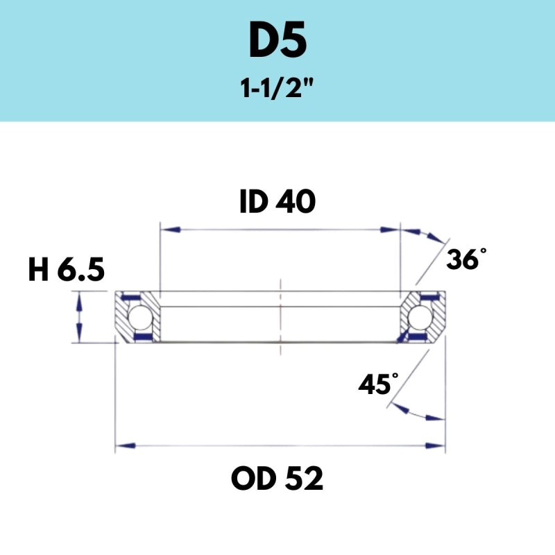 Black Bearing - 36X45 1.5 - 52OD X 40ID X 6.5H - D5