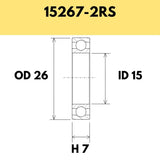15267-2RS B3 Bearing - 26OD X 15ID X 7H