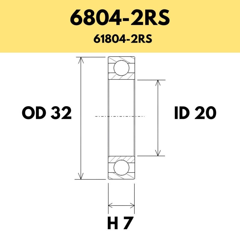 6804-2RS B5 Bearing - 32OD X 20ID X 7H