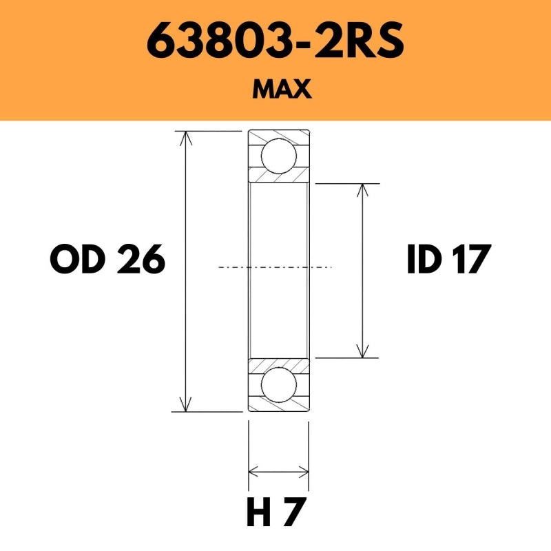 63803-2RS Max Bearing - 26OD X 17ID X 7H