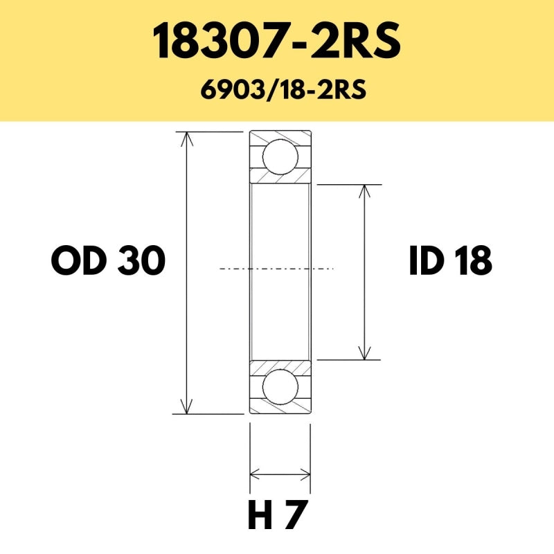 18307-2RS B5 Bearing - 30OD X 18ID X 7H