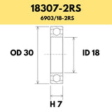 18307-2RS B5 Bearing - 30OD X 18ID X 7H
