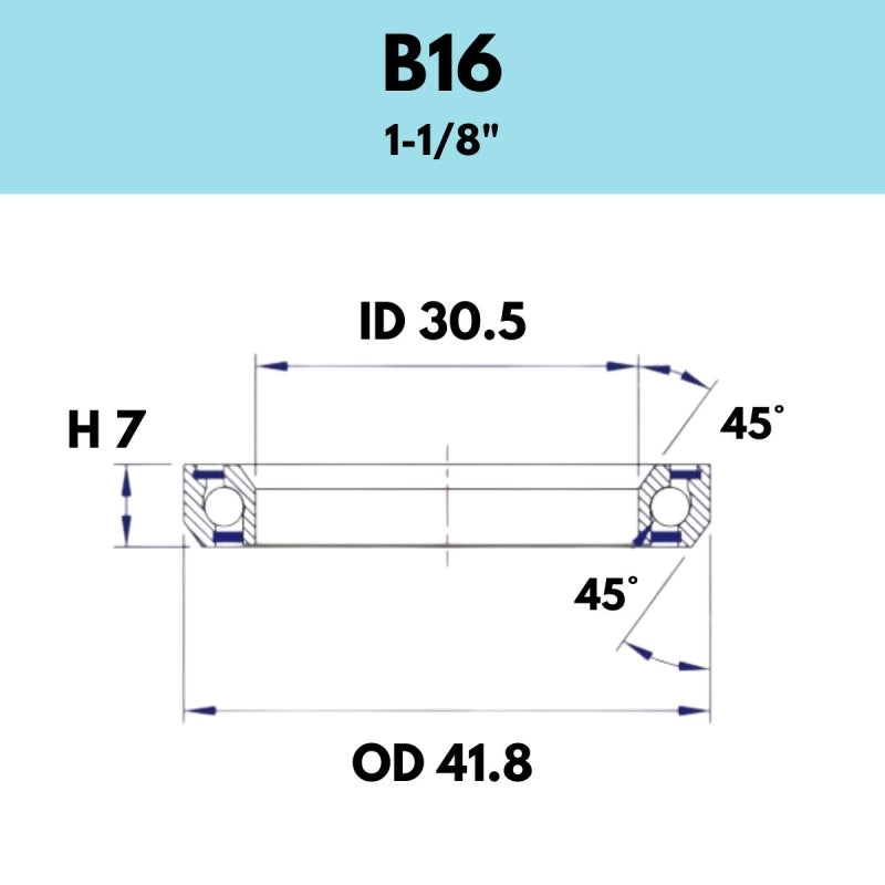 Black Bearing - 45X45 11/8 - 41.8OD X 30.5ID X 7H - 870 - B16
