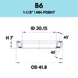 Black Bearing - 45X45 11/8 - 41.8OD X 30.15ID X 7H - B6