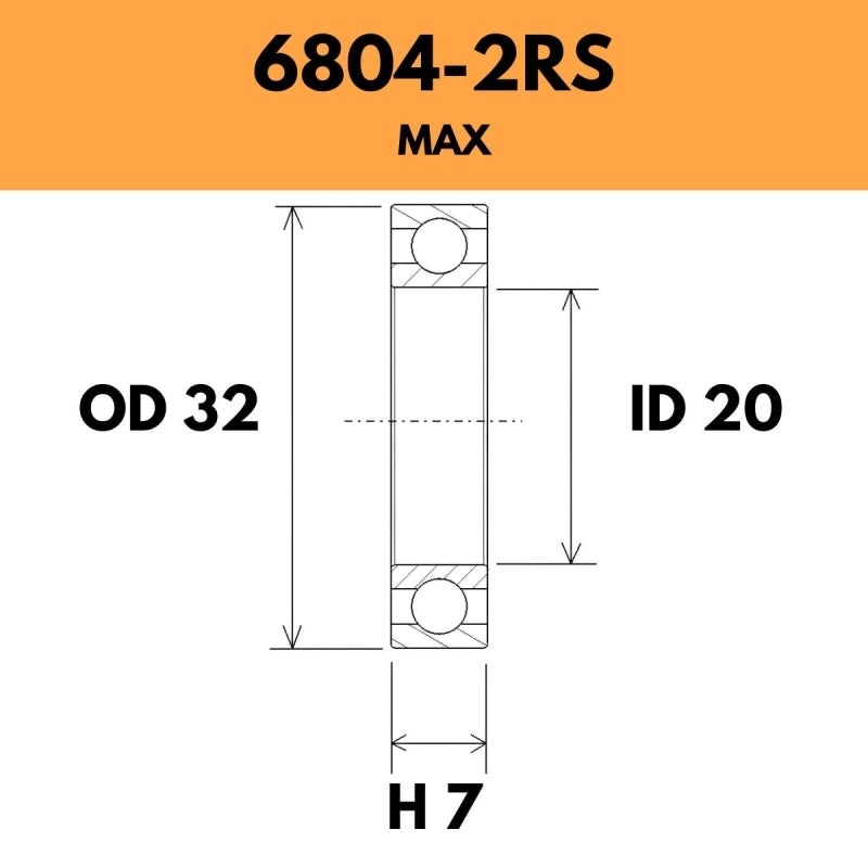 6804-2RS Max Bearing - 32OD X 20ID X 7H