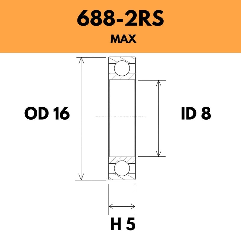688-2RS Max Bearing - 16OD X 8ID X 5H