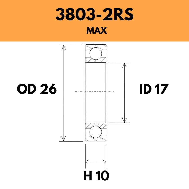 3803-2RS Max Bearing - 26OD X 17ID X 10H
