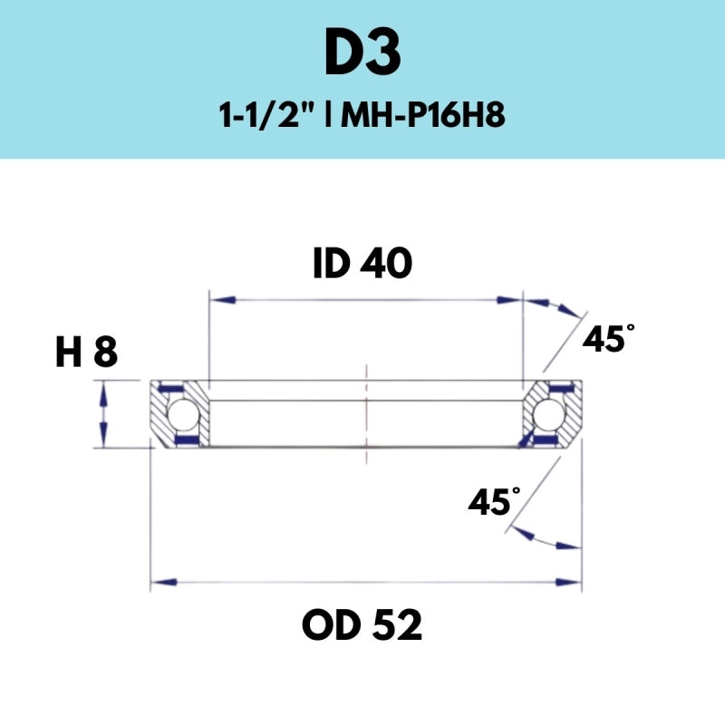 Black Bearing - 45X45 1.5 - 52OD X 40ID X 8H - D3