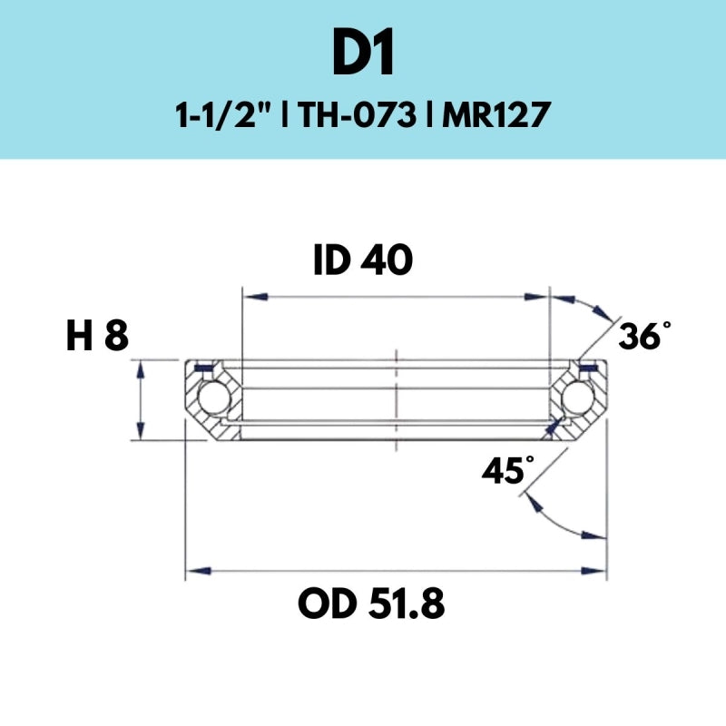 Black Bearing - 36X45 1.5 - 51.8OD X 40ID X 8H - 073 - D1