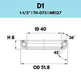 Black Bearing - 36X45 1.5 - 51.8OD X 40ID X 8H - 073 - D1
