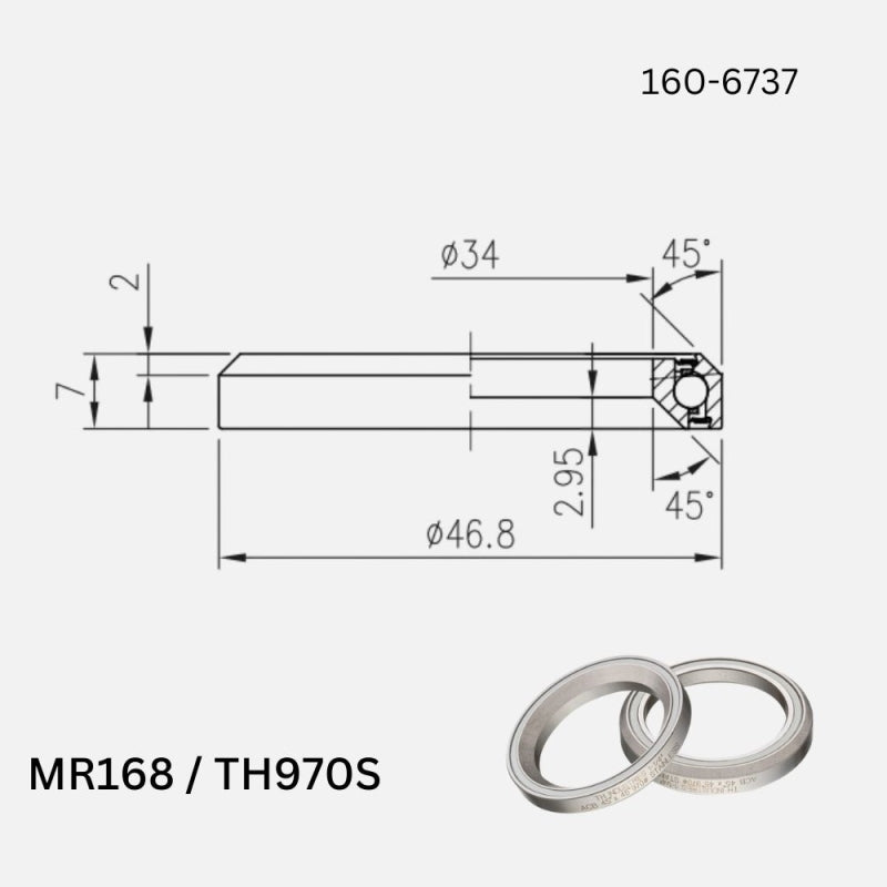 Fsa Components Bearing TH-970 1-1/4 46.8X7MM 45X45