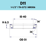 Black Bearing - 36X36 1.5 - 51OD X 40ID X 6.5H - 072 - D11S