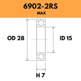 6902-2RS Max Bearing - 28OD X 15ID X 7H
