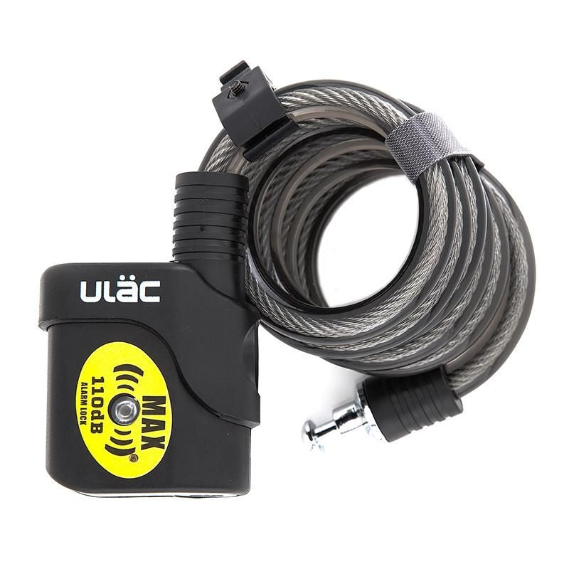 Ulac Lock Bulldog Cable 110 Decibel Alarm Key 12MM X 120CM Black